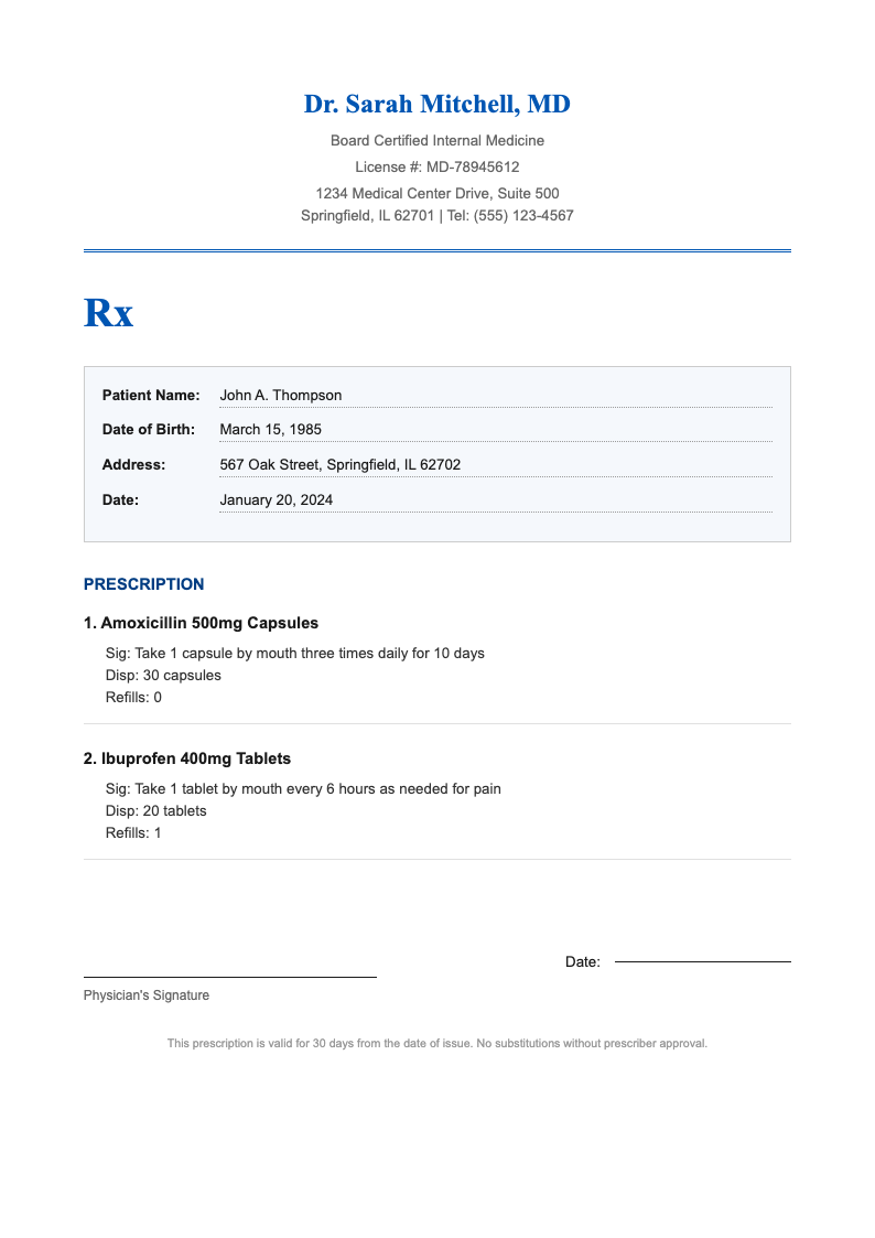 Classic medical prescription pad